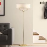 Crystal 157cm Floor Lamp A 157cm Floor Lamp With A Vintage White Silk Shade And Crystal Glass