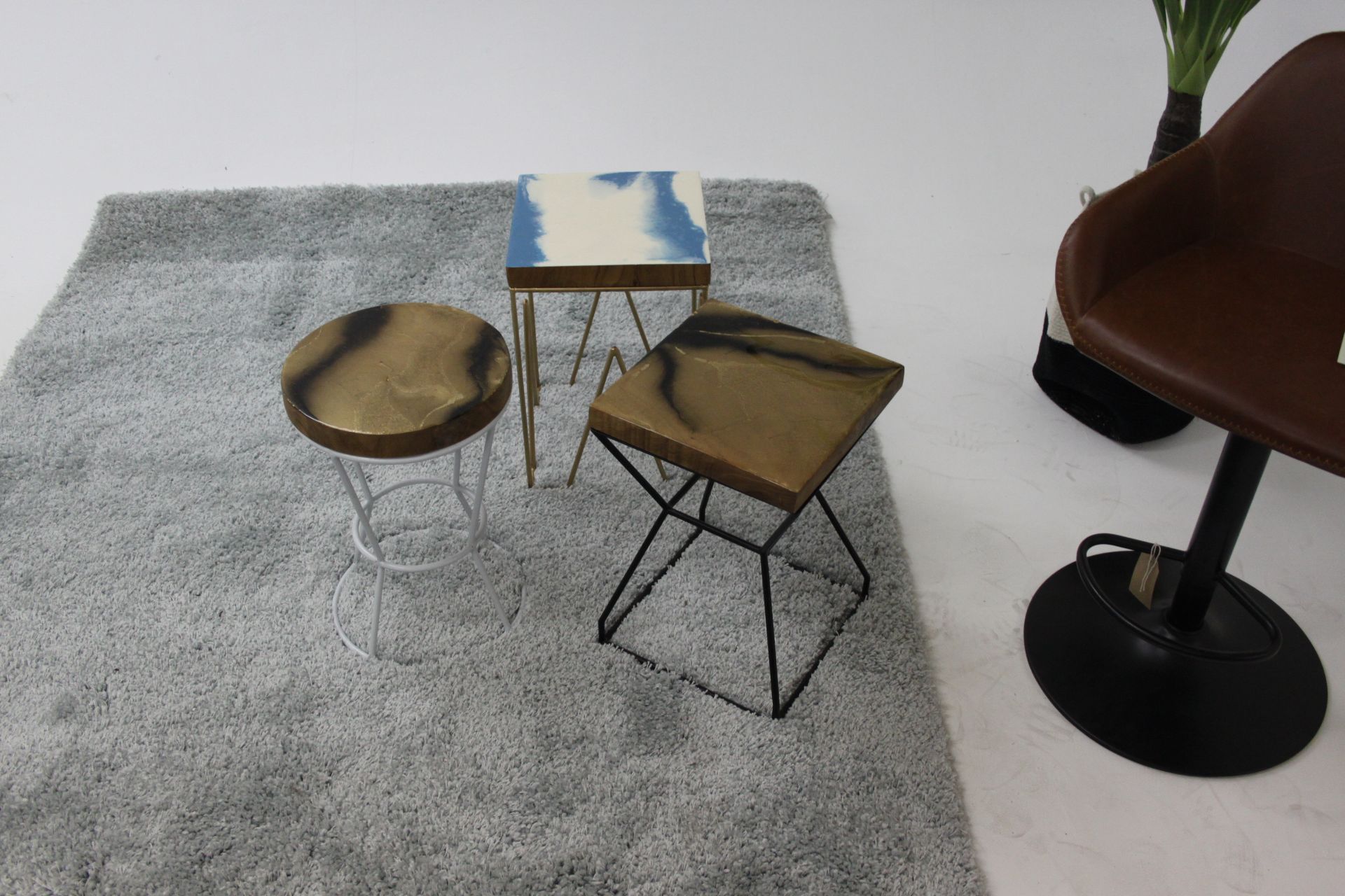 Resin Top Stools (Set Of 3) Each Urethane Resin Top Is Handmade Meaning No Two Stools Will Be - Image 2 of 4