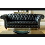 Knighstbridge A 3 seater black leather chesterfield is a graceful and elegant piece of furniture