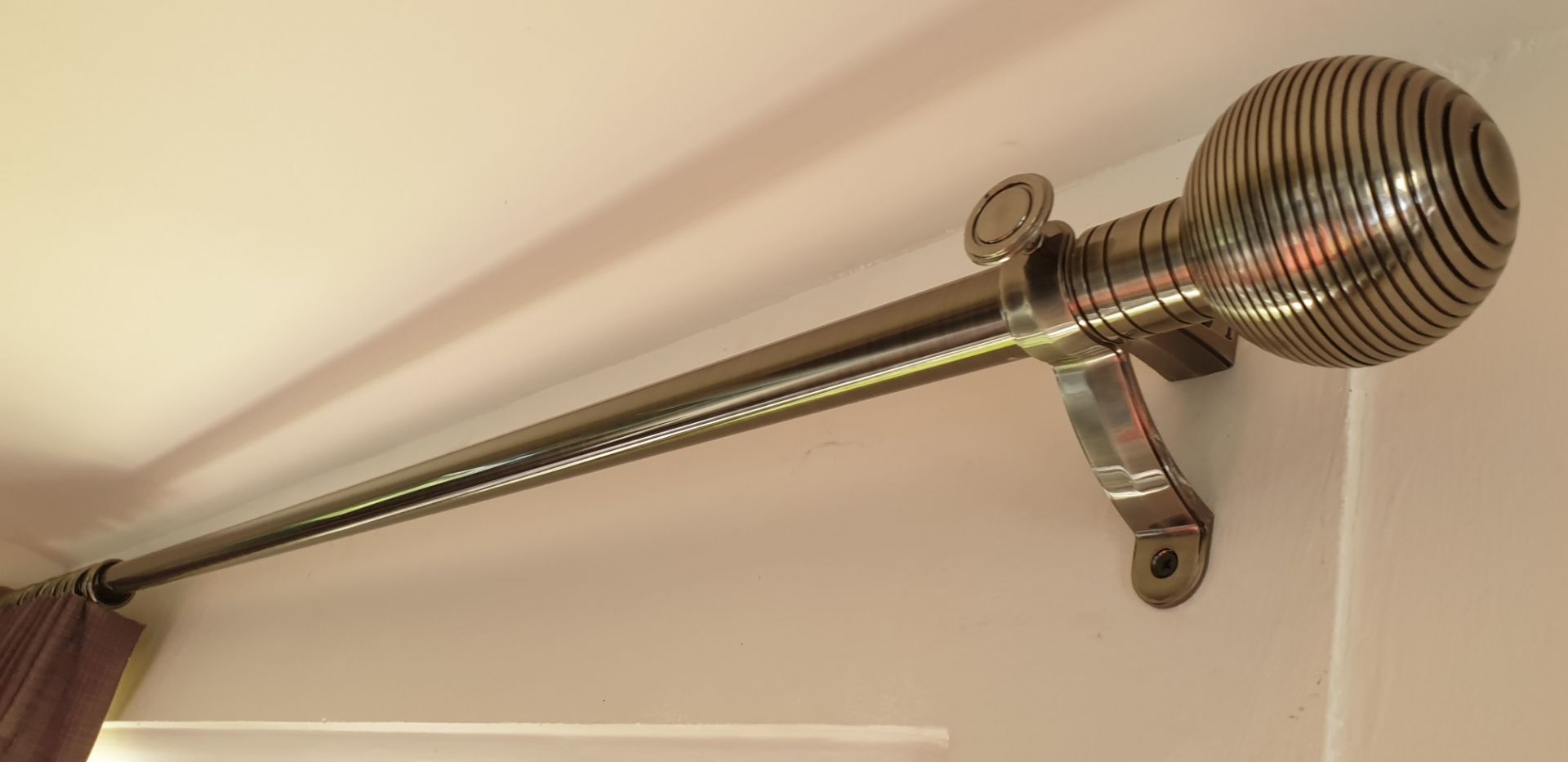 Pewter 35mm Classic Curtain Pole 220cm Long Not Adjustable