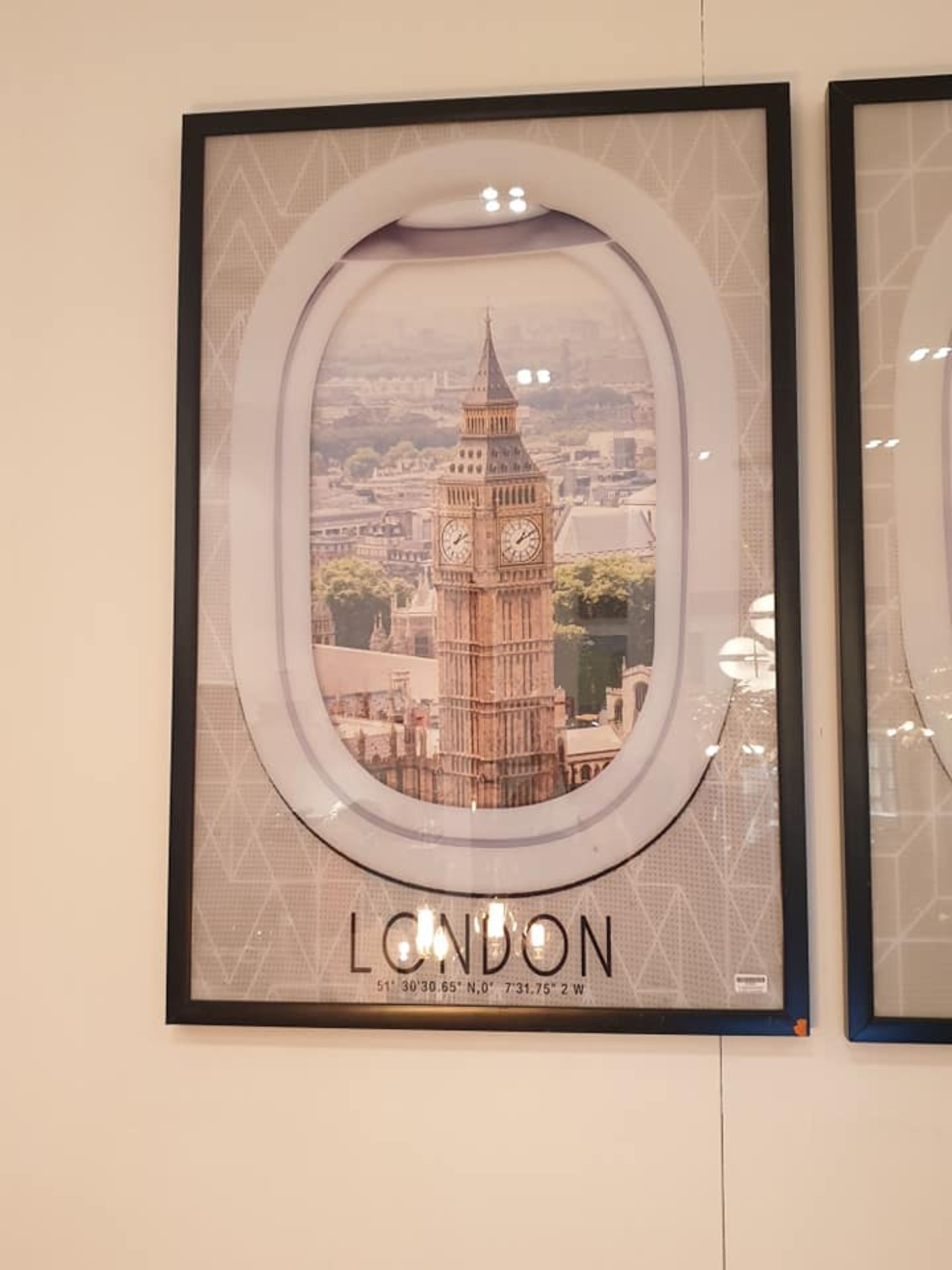 Framed Wall Art “ A View Of London” A View Of London From Airplane Window Printed 80 X 120cm
