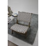 White Woven Leather Lazy Chair Contemporary Leather Lazy Arm Chair High Quality Modern Design