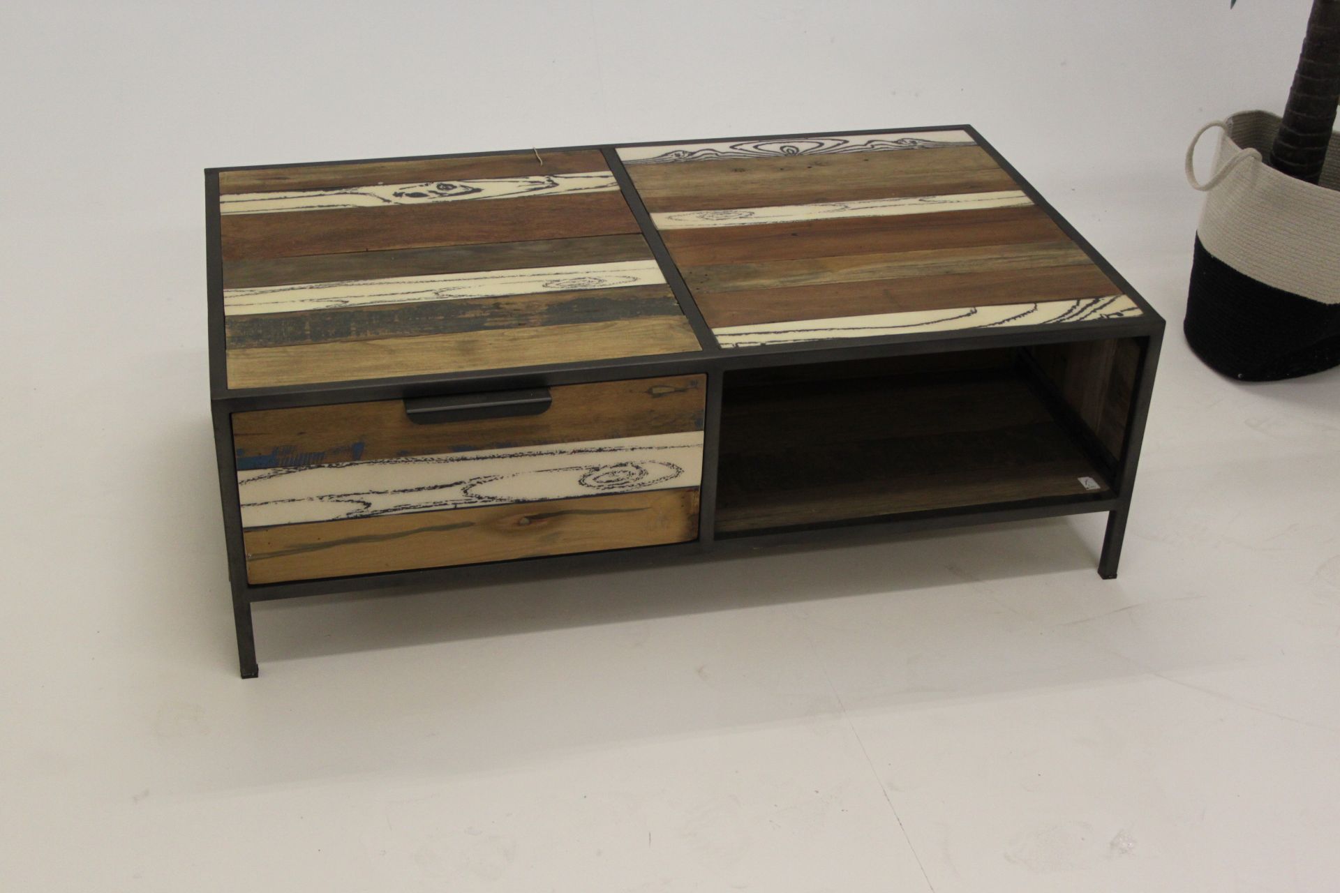 Titanic Evolve Coffee Table With 2 Drawers Reclaimed Timbers Iron And White Faux Timber Resin In A - Image 3 of 3