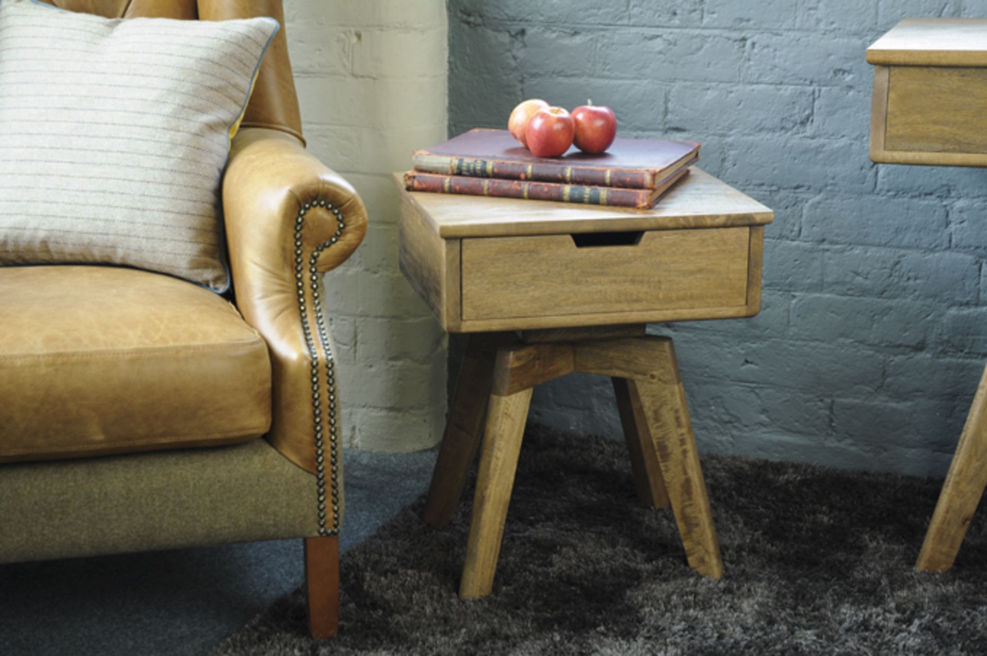 Mid-Century Side Table with Drawer Responsible, retro design. Crafted of FSCÂ®-certified wood, the