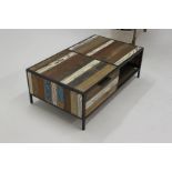 Titanic Evolve Coffee Table With 2 Drawers Reclaimed Timbers Iron And White Faux Timber Resin In A