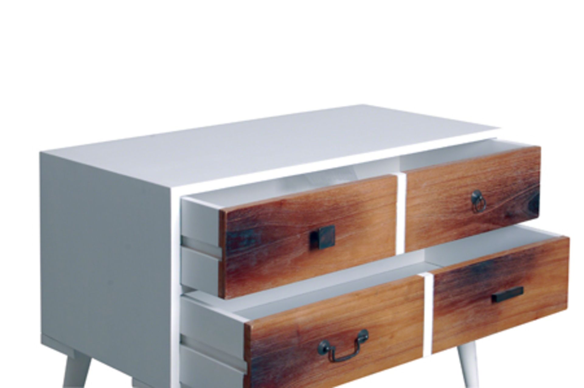 Vanilla Commode Side Table 2 Door Walnut Veneer Front Panel And Gloss White 80 X 40 X 54cm (Loc - Image 5 of 6