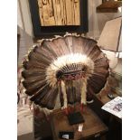 Sioux Indian Heardress Reproduction Of A Real Sioux War Chief's Headdress. Made With Real Turkey