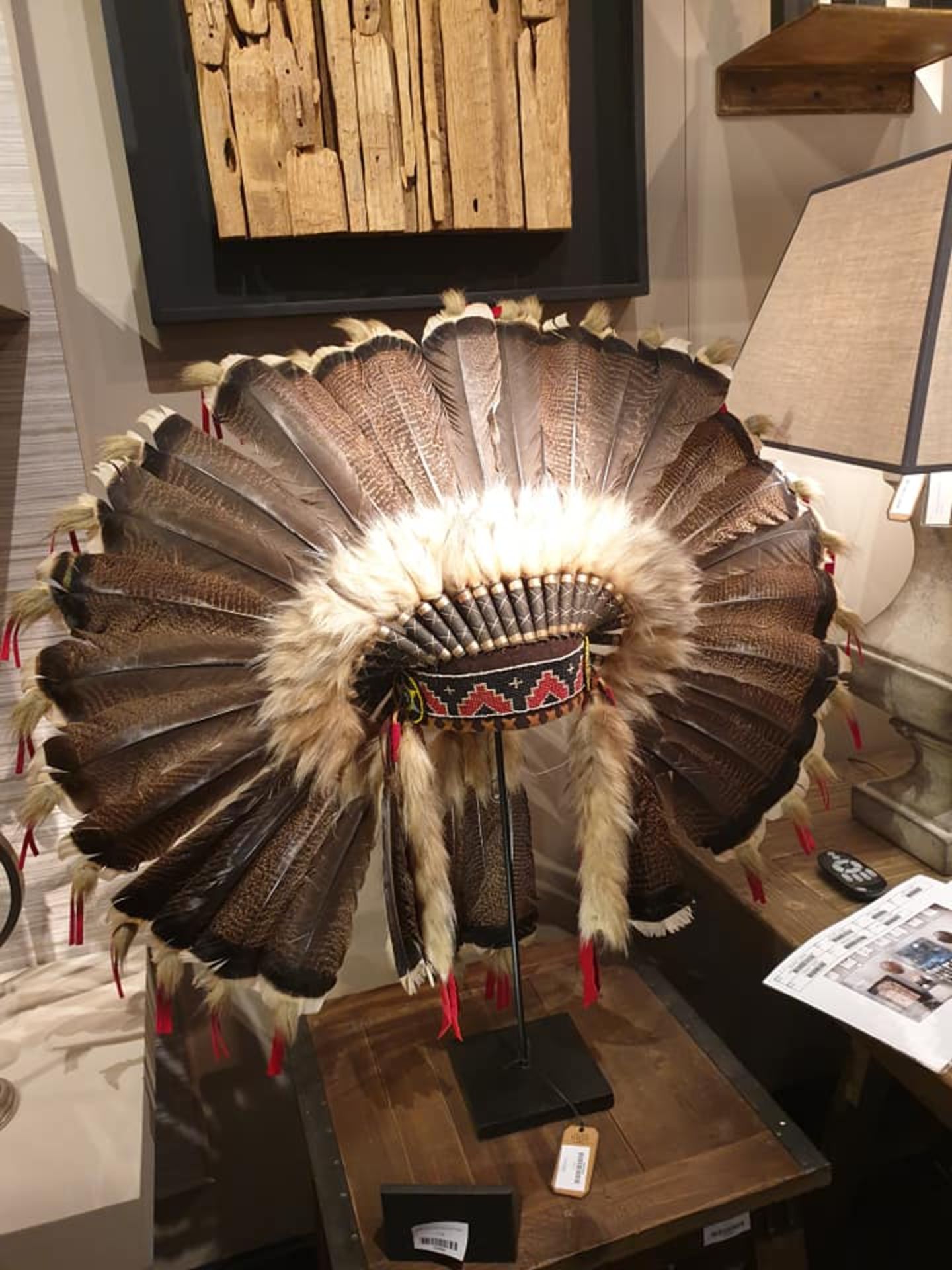 Sioux Indian Heardress Reproduction Of A Real Sioux War Chief's Headdress. Made With Real Turkey