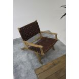 Tan Woven Leather Lazy Chair With Arm Contemporary Leather Lazy Arm Chair High Quality Modern Design