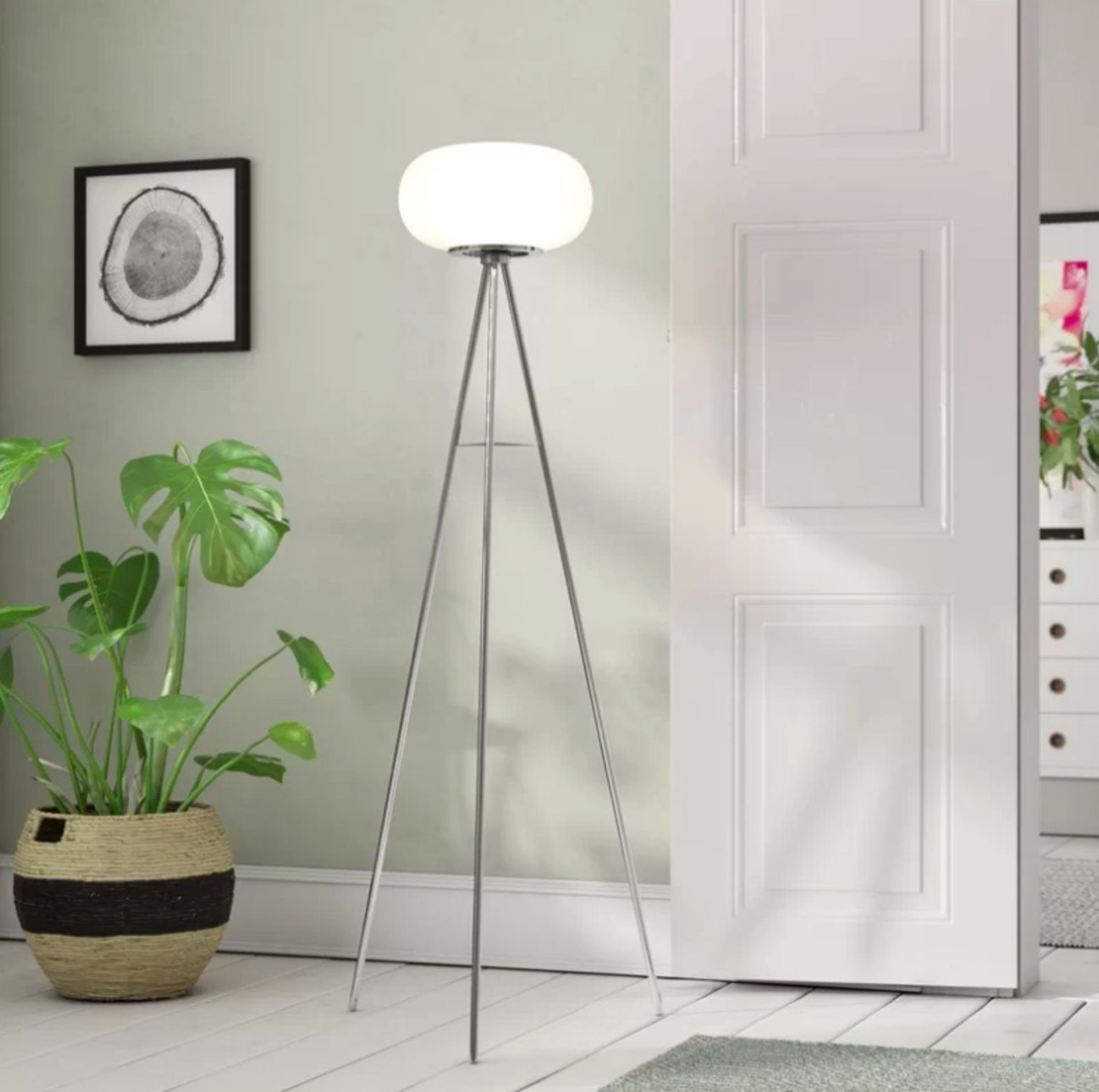 Opal 157cm Floor Lamp Tripod steel and opal glass floor lamp sought-after design at attainable price