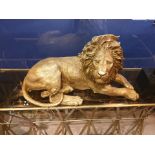 Lion Resin Sculpture In Antique Gold Inspired By The Classic Lion Statues This Intricately