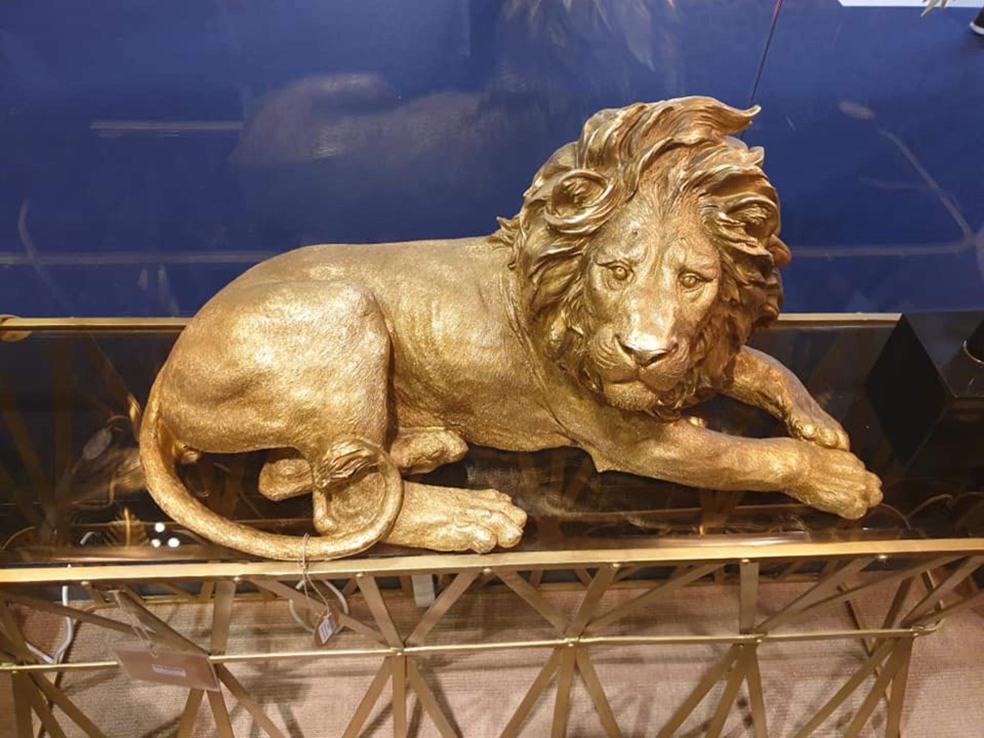 Lion Resin Sculpture In Antique Gold Inspired By The Classic Lion Statues This Intricately