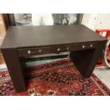 Writing Desk Three Drawer Brown Leather Inlay 1300 X 660 X 820mm