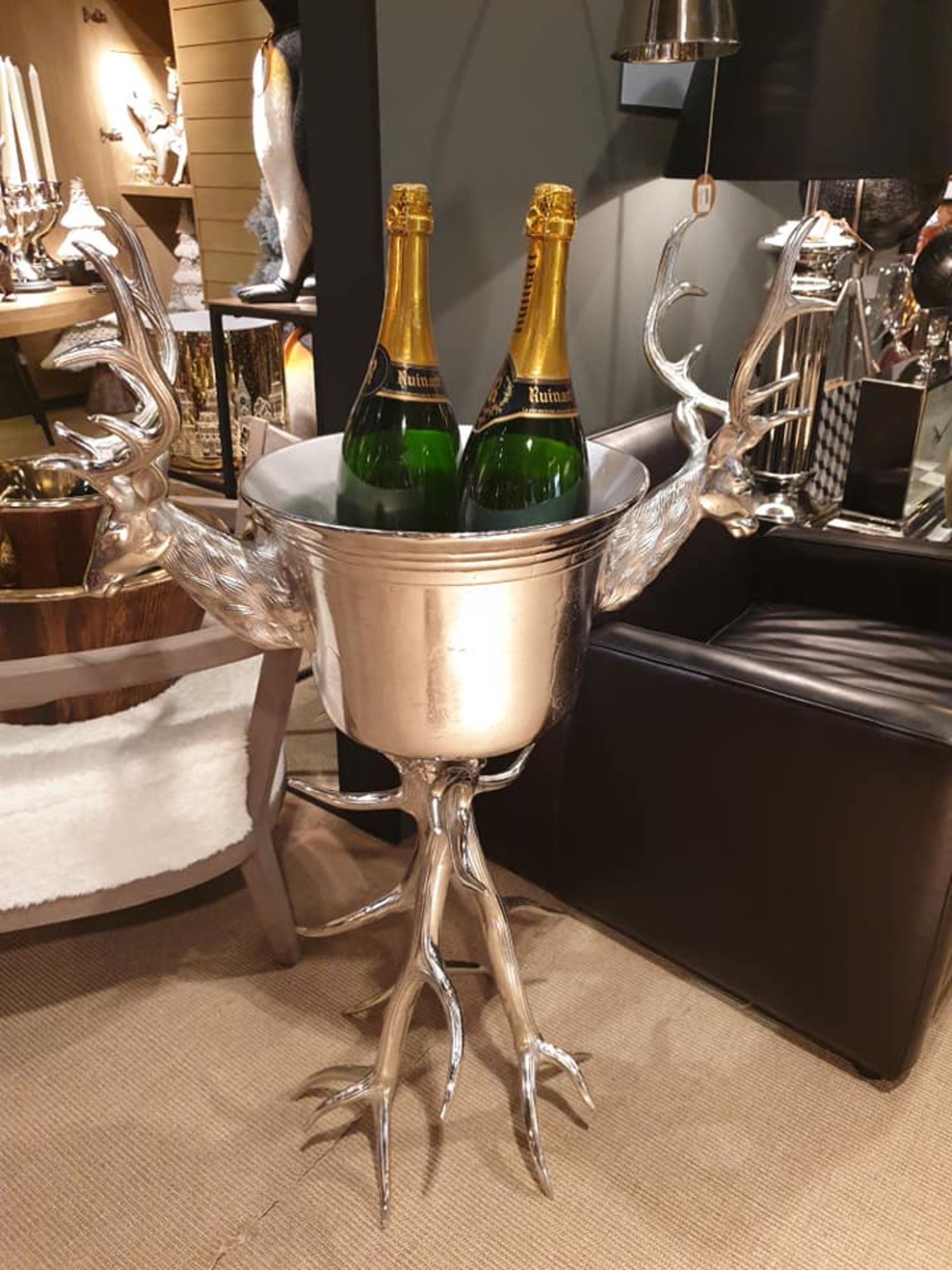 A Huge Champagne Cooler Formed With Stag Heads And Antlers Floor Standing Stand Is Sure To Be The