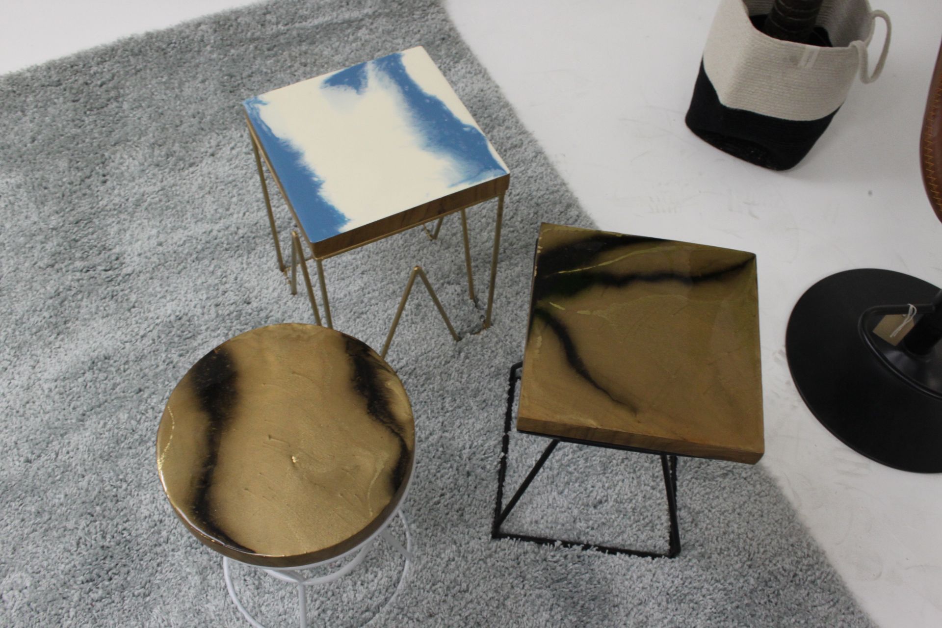 Resin Top Stools (Set Of 3) Each Urethane Resin Top Is Handmade Meaning No Two Stools Will Be