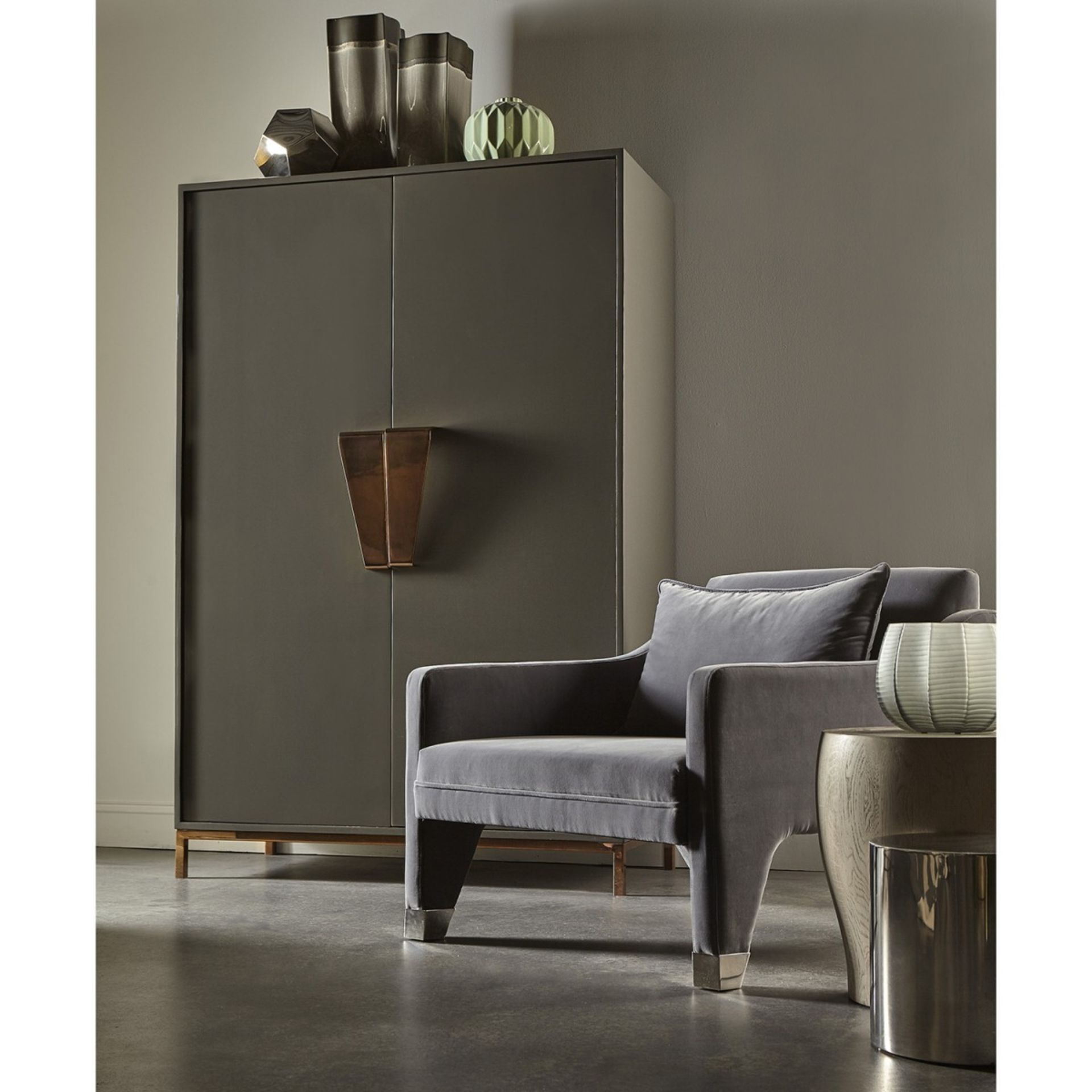 Shield Cabinet - Dark Grey Lacquer Armoire Storage