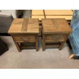 A Pair of Soho Solid Wood Side Table Bedside Tables