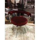 Dark Burgundy Velvet Swivel Chair