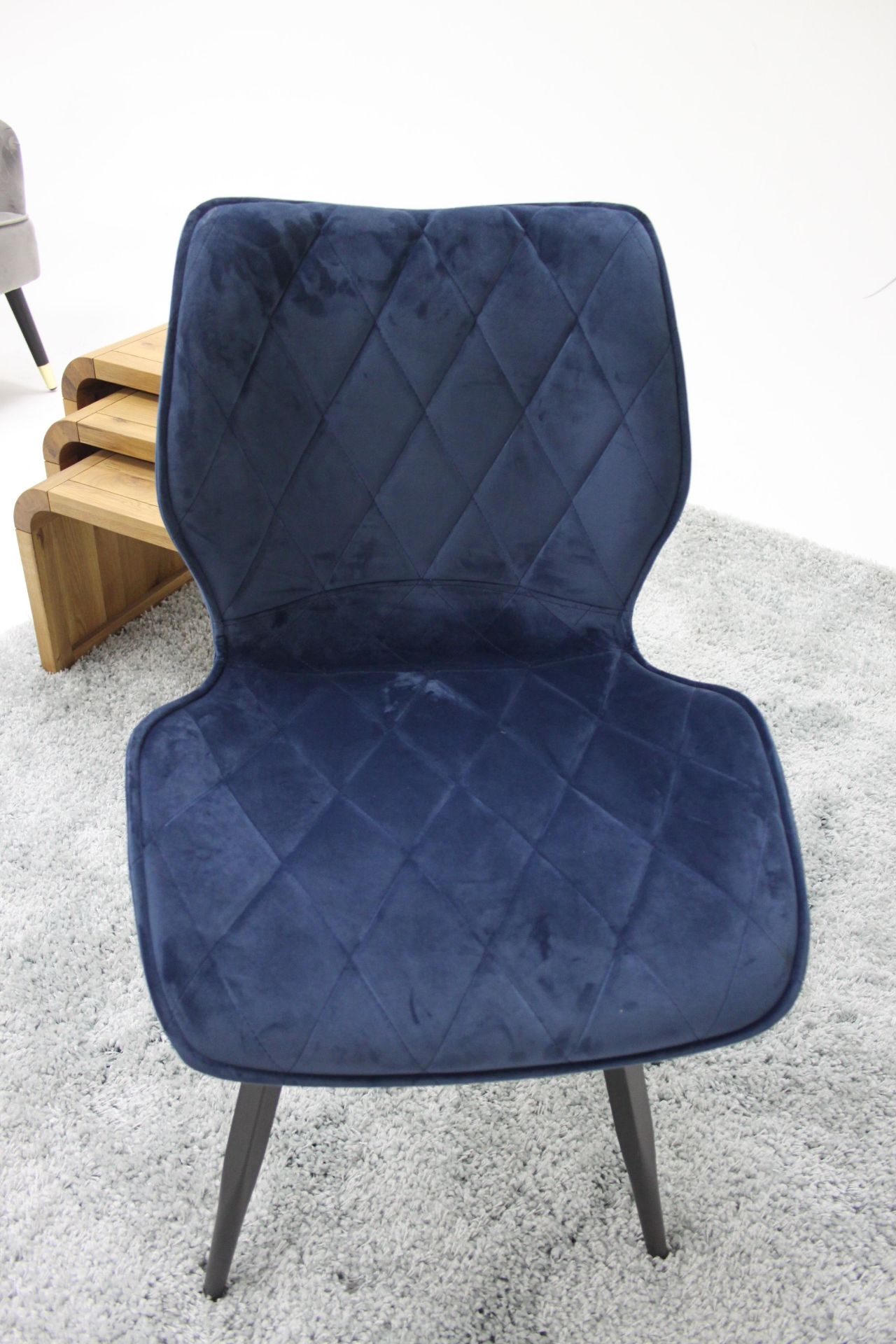 Alfa Diamond Dining Chair Blue Diamond Quilted Upholstery - Image 2 of 3