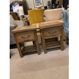 A Pair of Soho Solid Wood Side Table Bedside Tables