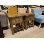 A Pair of Soho Solid Wood Side Table Bedside Tables