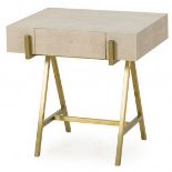 Resource Decor Delilah Regency Brass Ivory Shagreen Side Table