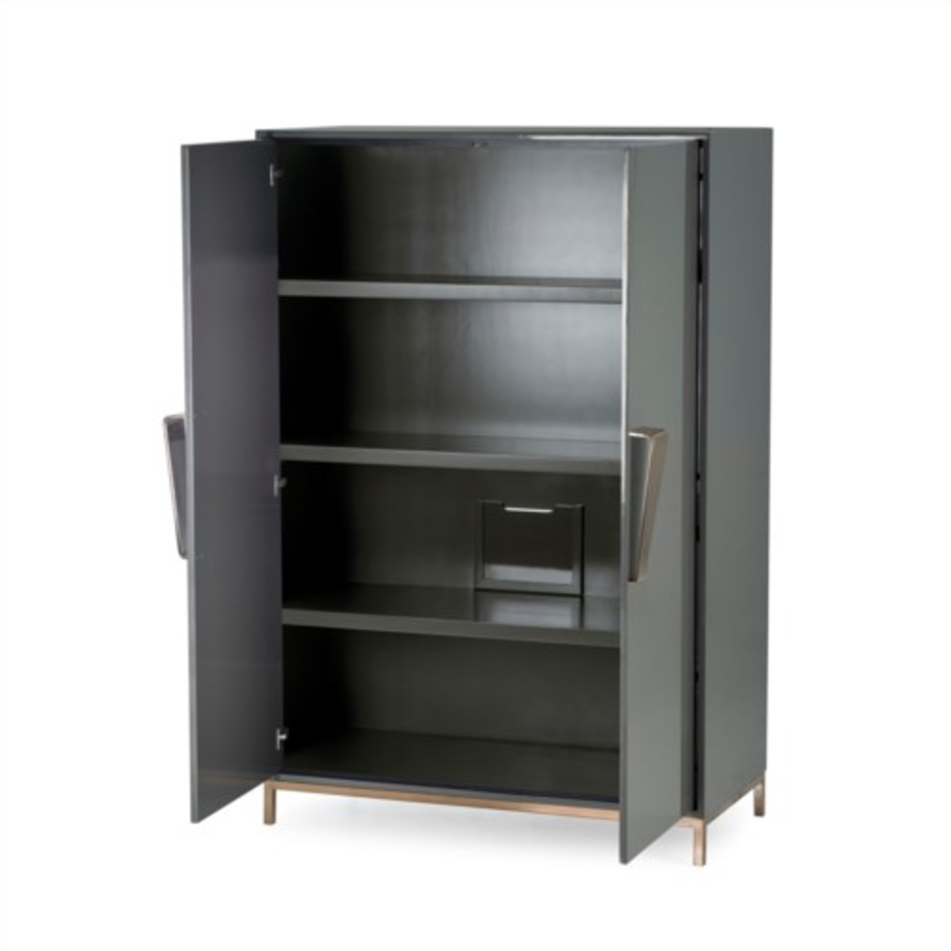 Shield Cabinet - Dark Grey Lacquer Armoire Storage - Image 3 of 3