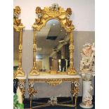 Gold Rococo Console Table & Mirror