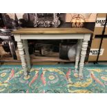 French Grey And Aged Pine Farmhouse Console Table