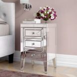 Mirrored 3 Drawer Bedside Table