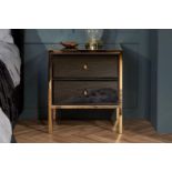 A Pair of Gold 2 Drawer Bedside Table