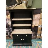 Pantry Cabinet Black 2 Drawer 2 Door