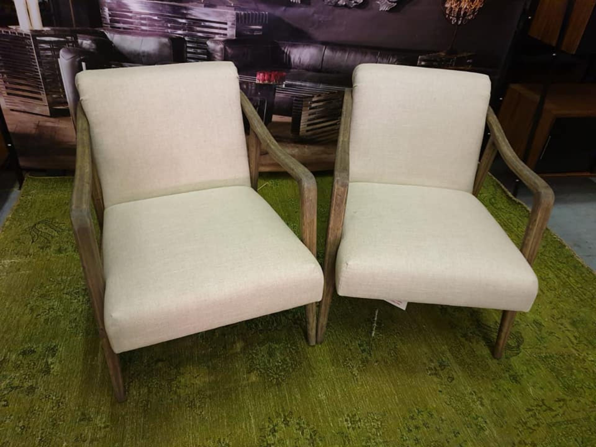 A Pair Of Alton Natural Ecru Linen Chairs The Alton Chair Is A Classic And Sophisticated Weathered - Image 2 of 2