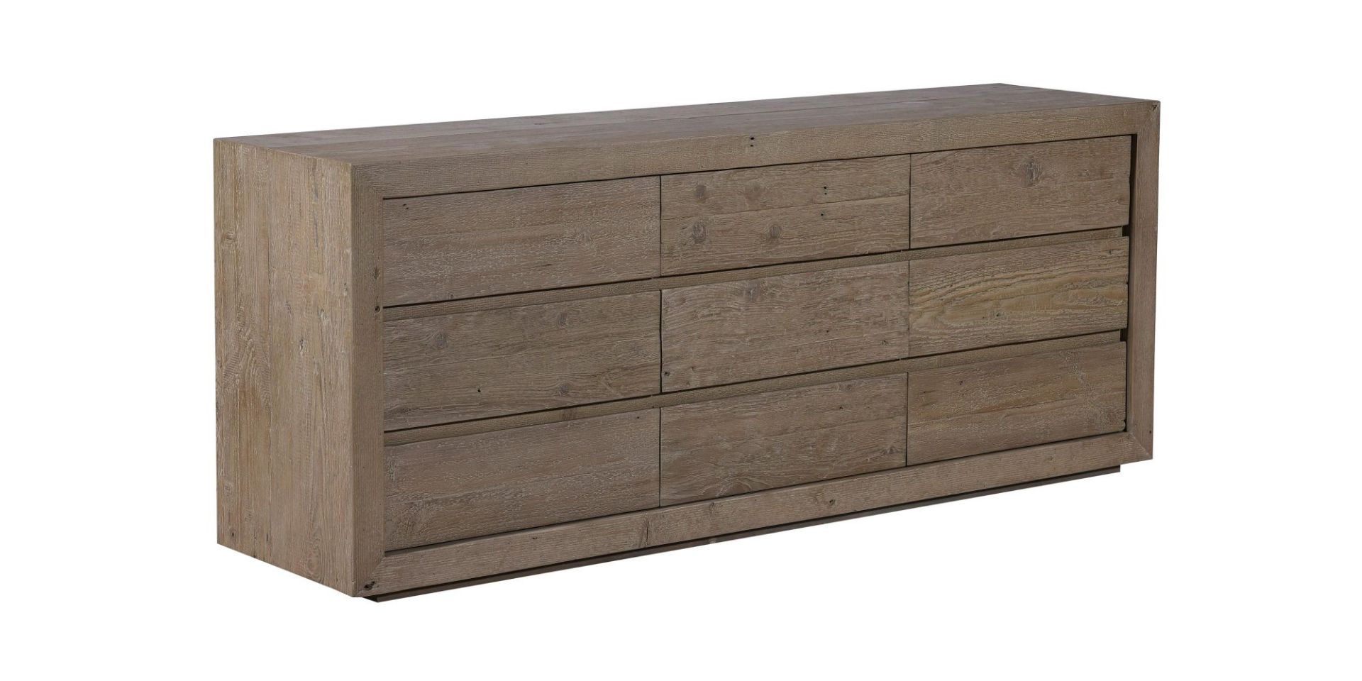 Quad Sideboard Finished In Worn Board With Nine Drawers Made From Reclaimed Floorboards Bringing