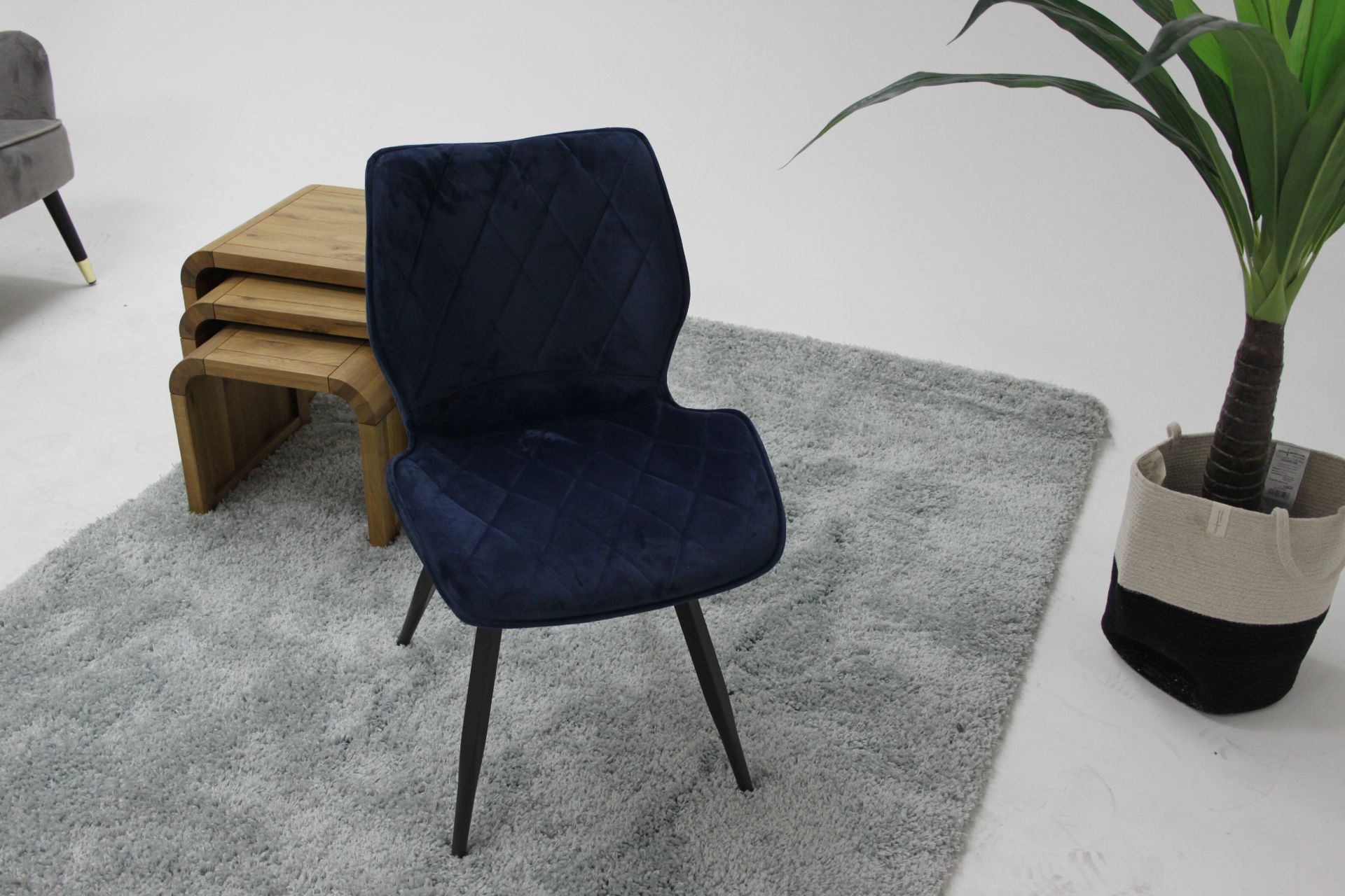 Alfa Diamond Dining Chair Blue Diamond Quilted Upholstery Gives A Luxury Finish To These Stylish