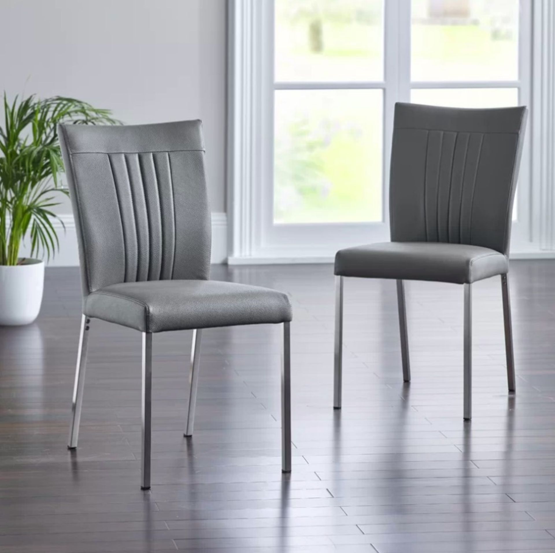 A Pair Grey Upholstered Dining Chair 2 X Chairs Supplied This Contemporary Grey Upholstered Dining