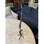 A Pair of Cravt Coup Table Lamp bended antique brass with highlighted chicken foot - a fun yet