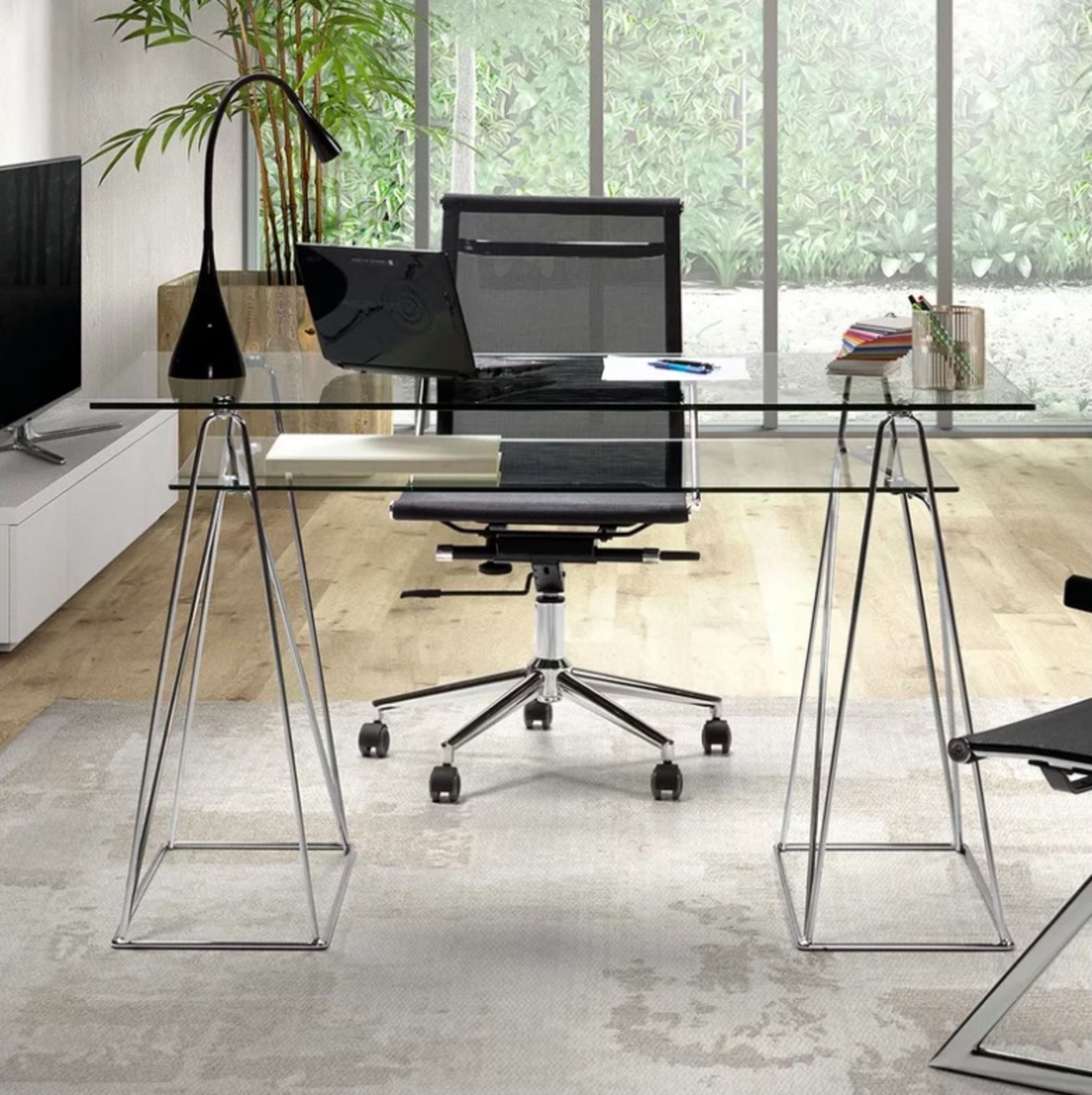 Bold Glass Desk Bold Design Sleek, Modern Writing Desk In Glass With Its Metal Frame This Doubles Up