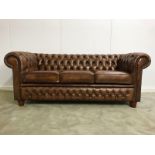 Cambridge 3 Seater Leather Chesterfield In Antique Tan Leather A Traditional Classic Sofa