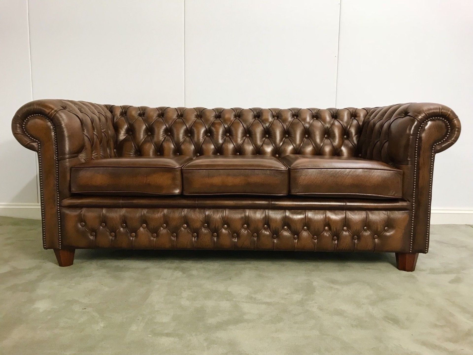 Cambridge 3 Seater Leather Chesterfield In Antique Tan Leather A Traditional Classic Sofa