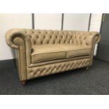 Charlton 2 Seater Leather Chesterfield Sand Aniline Leather A Traditional Classic Sofa That Will