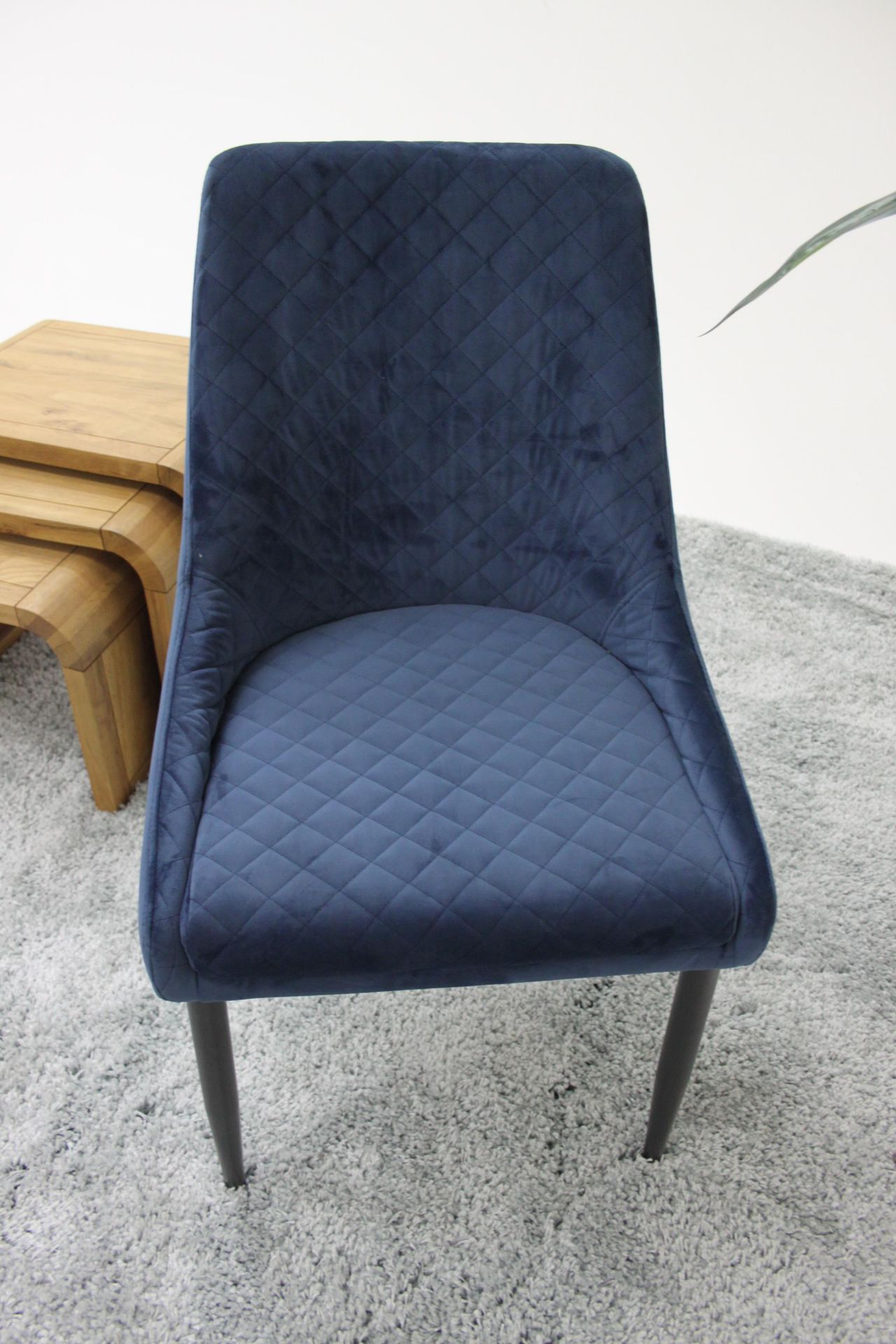Aston Dining Chair Blue Velvet Quilted Dining Chair Is A Perfect Combination Of Functionality - Image 3 of 3