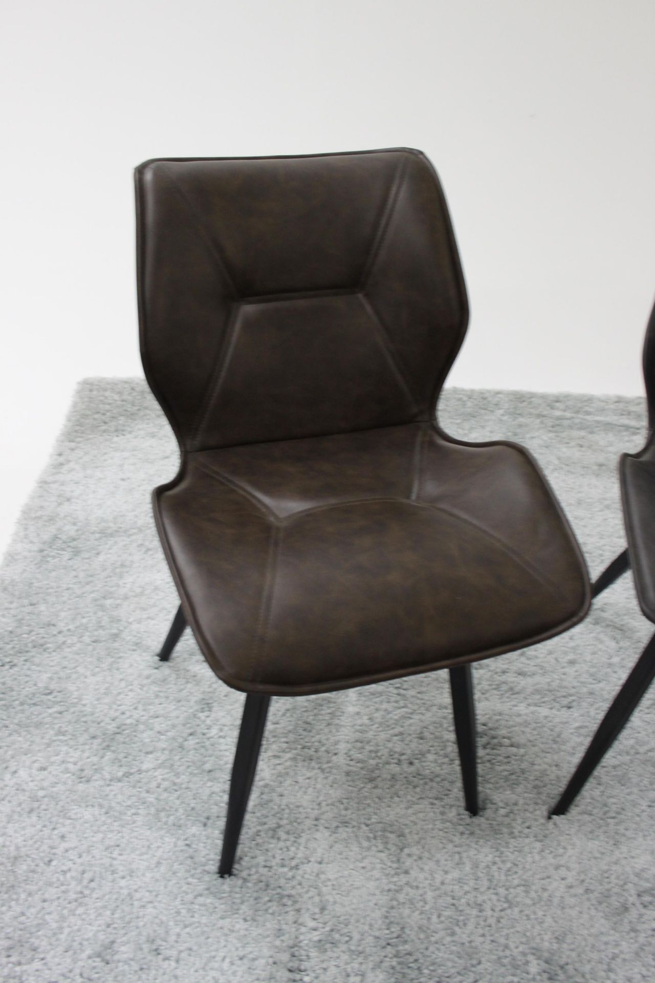Alfa Ribbed Dining Chair Vegan Leather Chestnut Diamond Quilted Upholstery Gives A Luxury Finish
