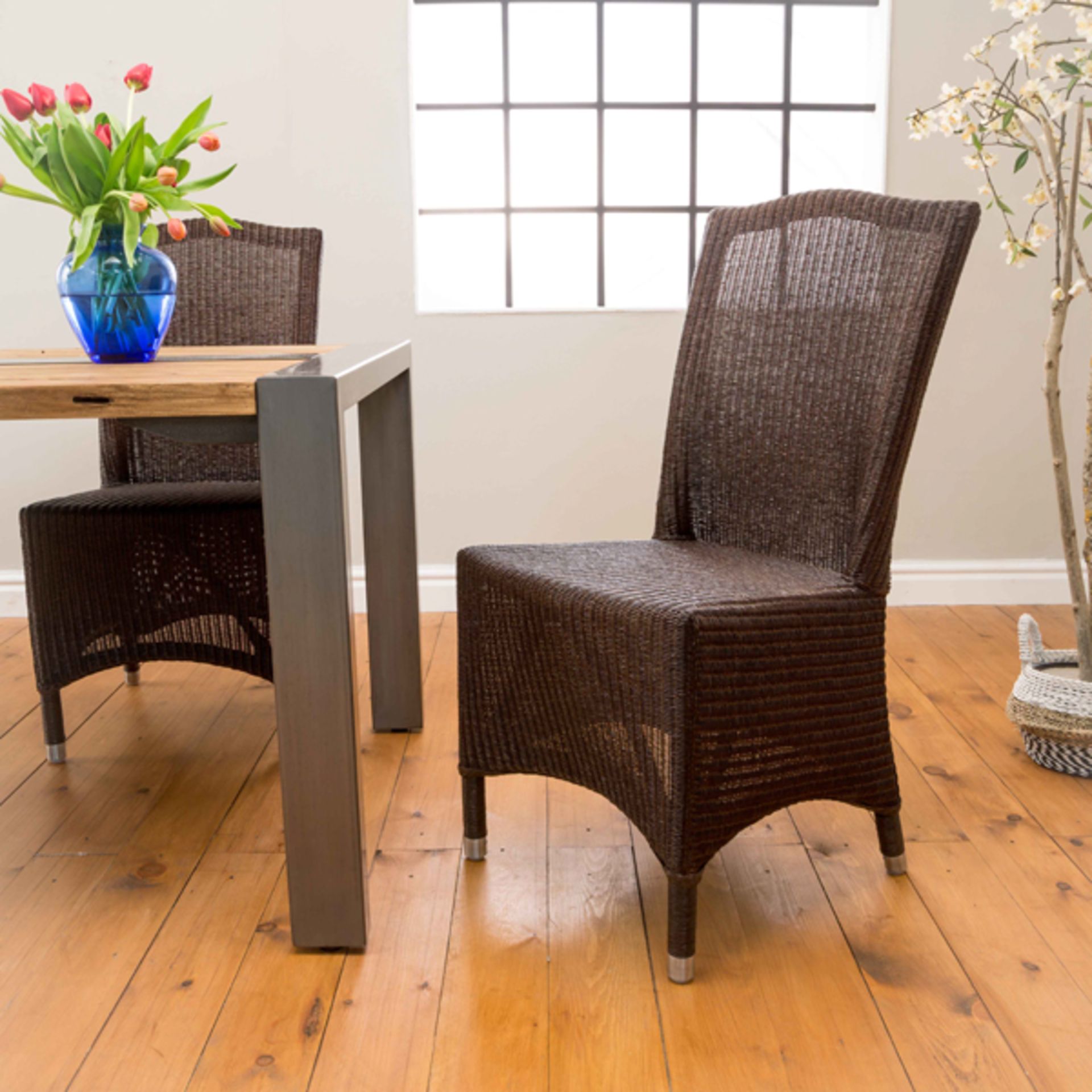A Pair Of Classic Lloyd Loom Chairs Colonial Brown 40 X 60 X 100cm (Loc Oal01d)