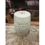 Porcelain Pierced Barrel Shaped Garden Seat With Verse 47cm