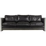 Fleet Black Leather Sofa