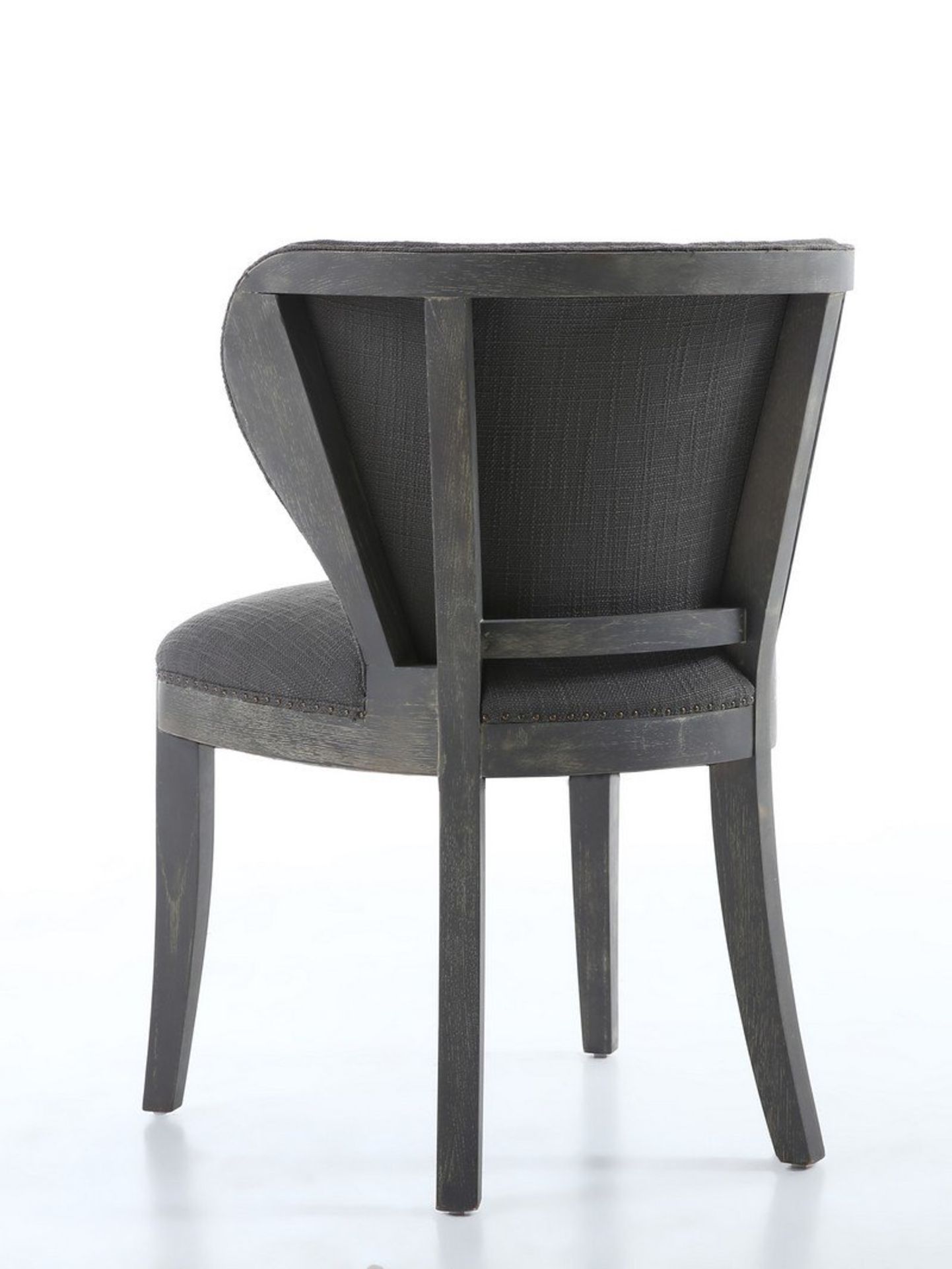 Regal Antique Grey Linen Fabric Wing back Dining chair - Image 4 of 5