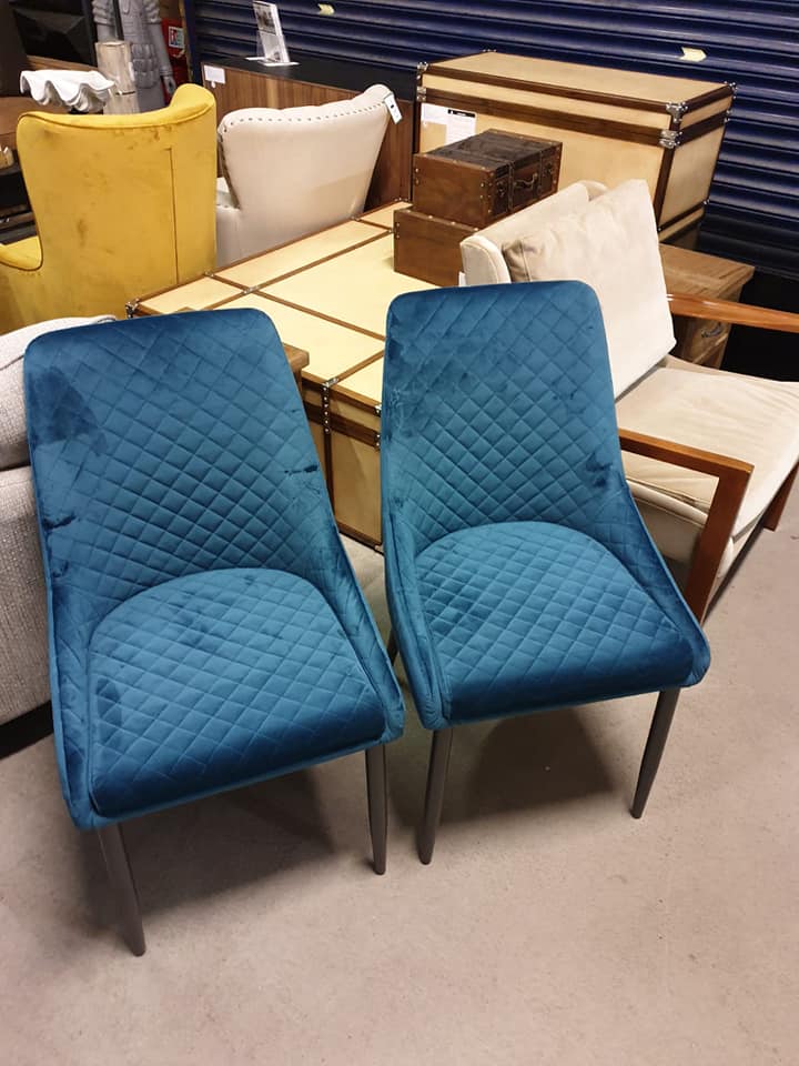 A Pair Velvet Dining Chairs