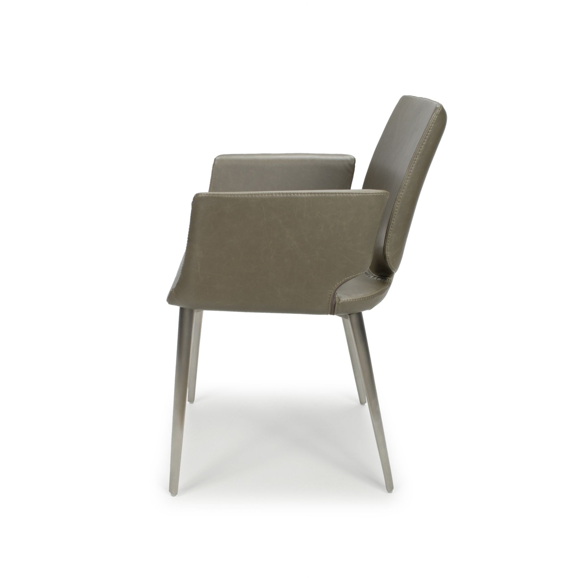 Harvard Grey Faux Leather and Steel Modern Carver Dining Chair - Image 4 of 4