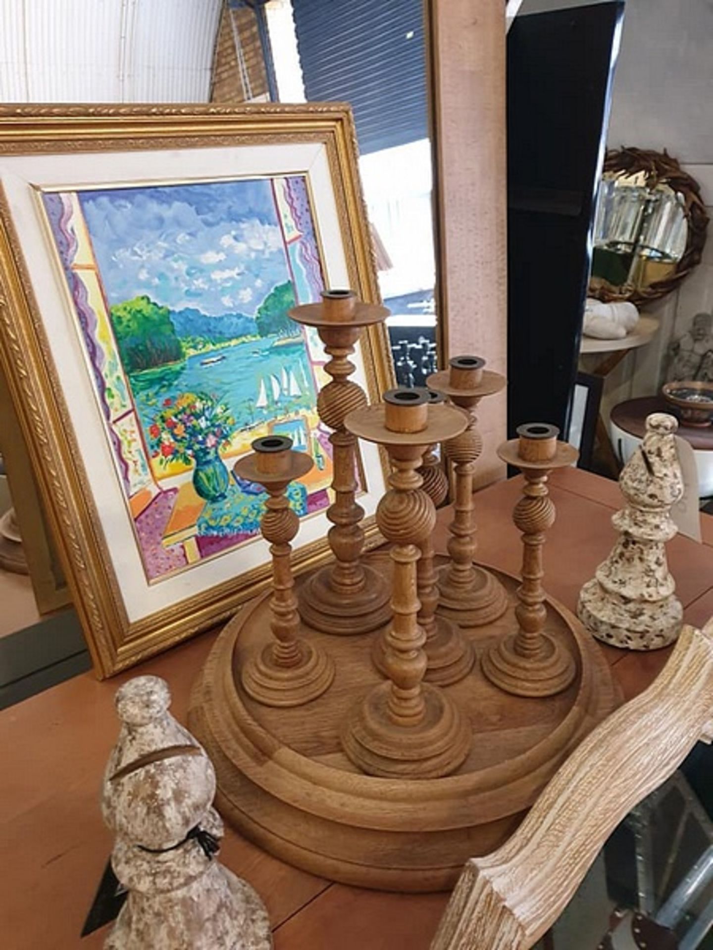 Turned wooden candlesticks